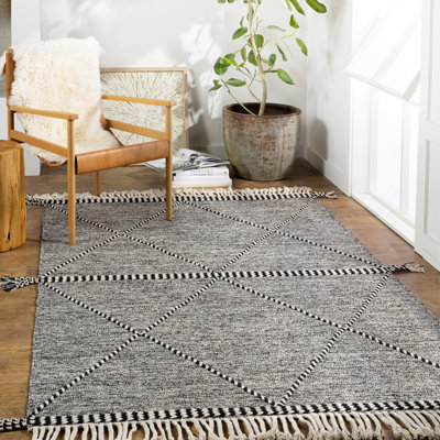 Albury Geometric Handwoven Cotton Gray Area Rug 8x10