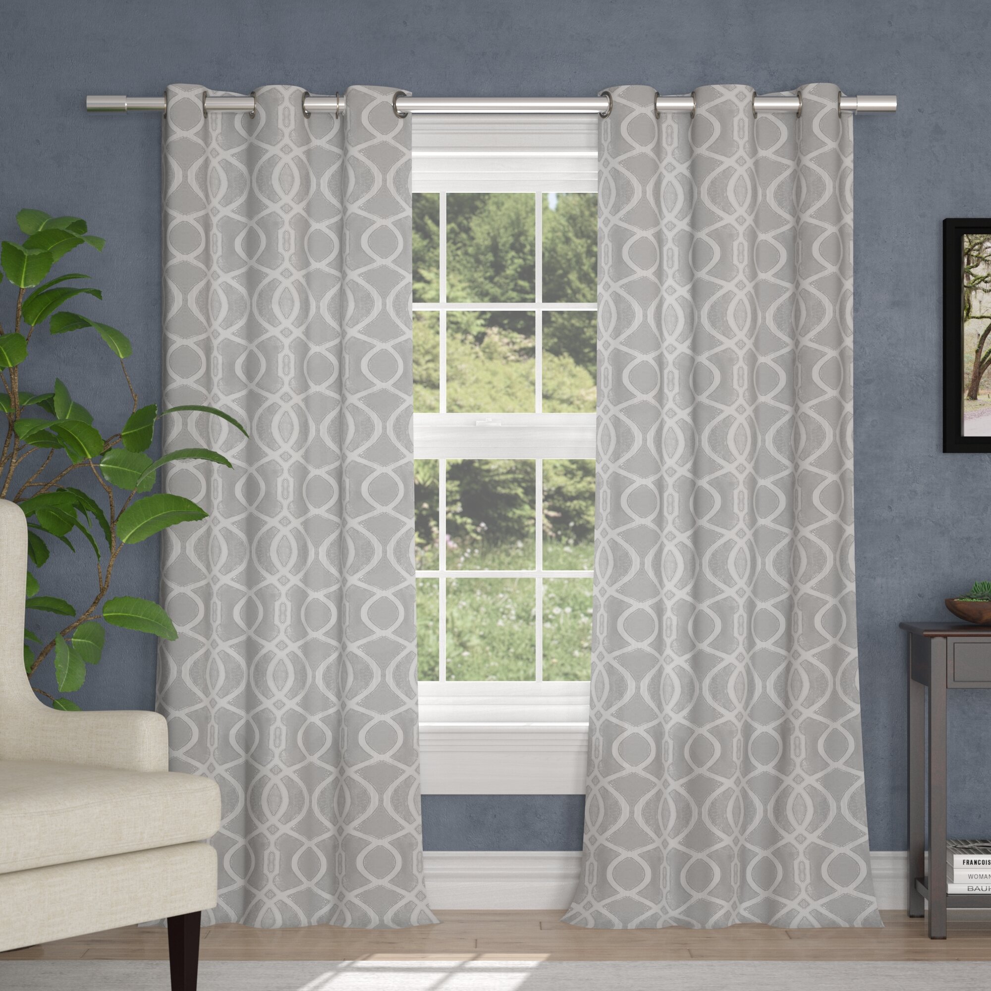 Ivy Bronx Goodview Geometric Room Darkening Thermal Grommet Curtain Panels Reviews Wayfair