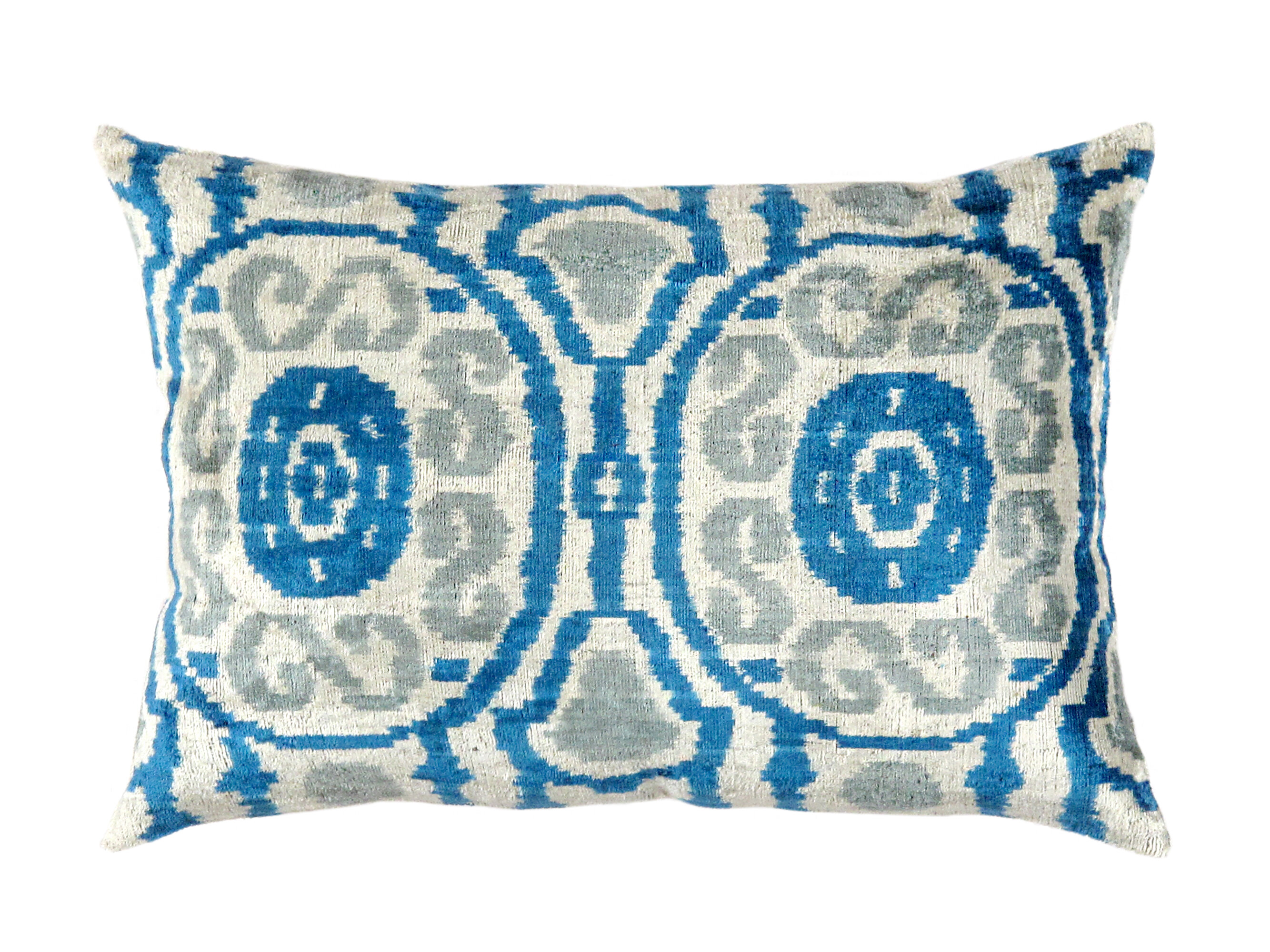 blue ikat lumbar pillow