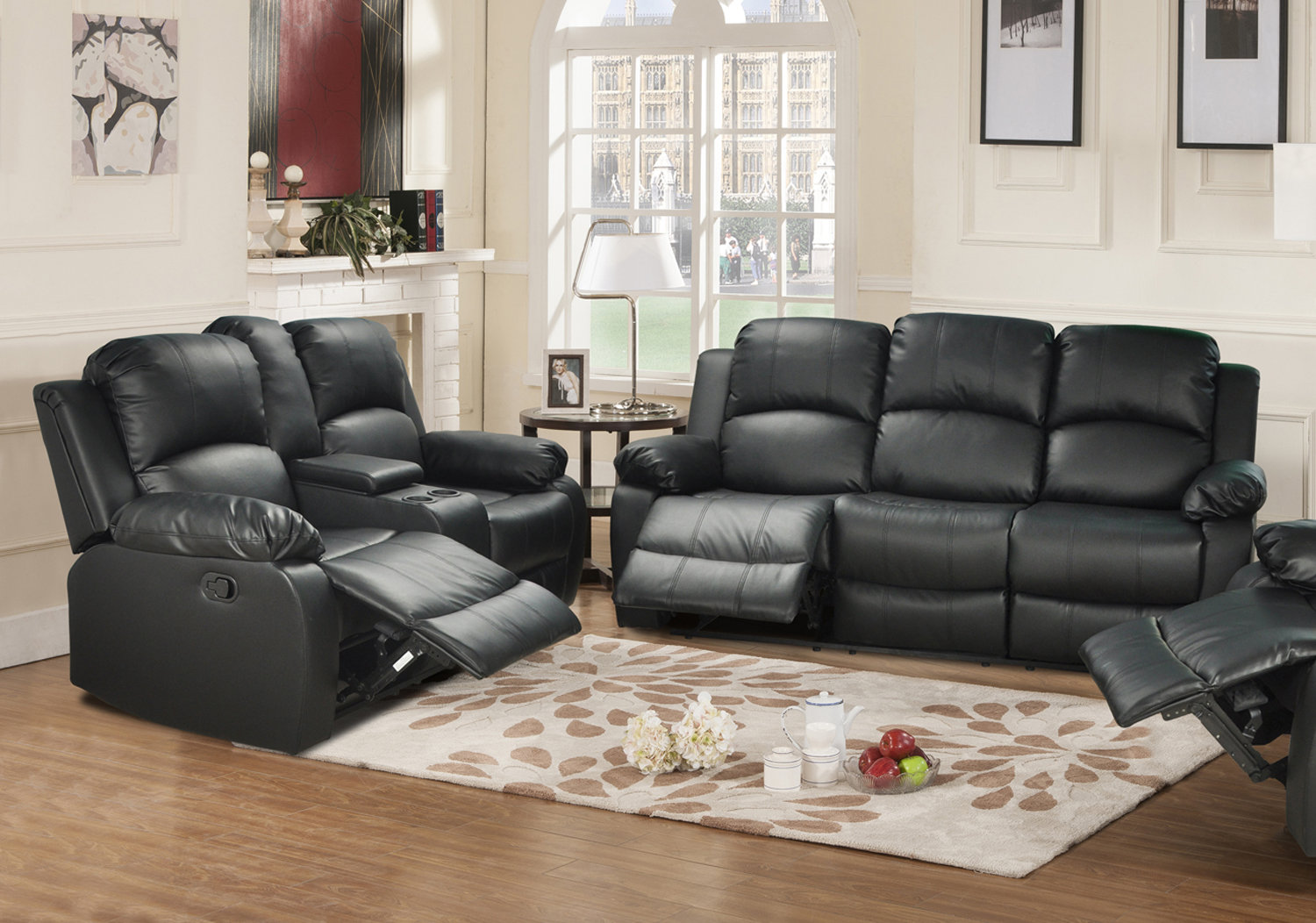 Lark Manor Clarine 2 Piece Faux Leather Reclining Living Room Set