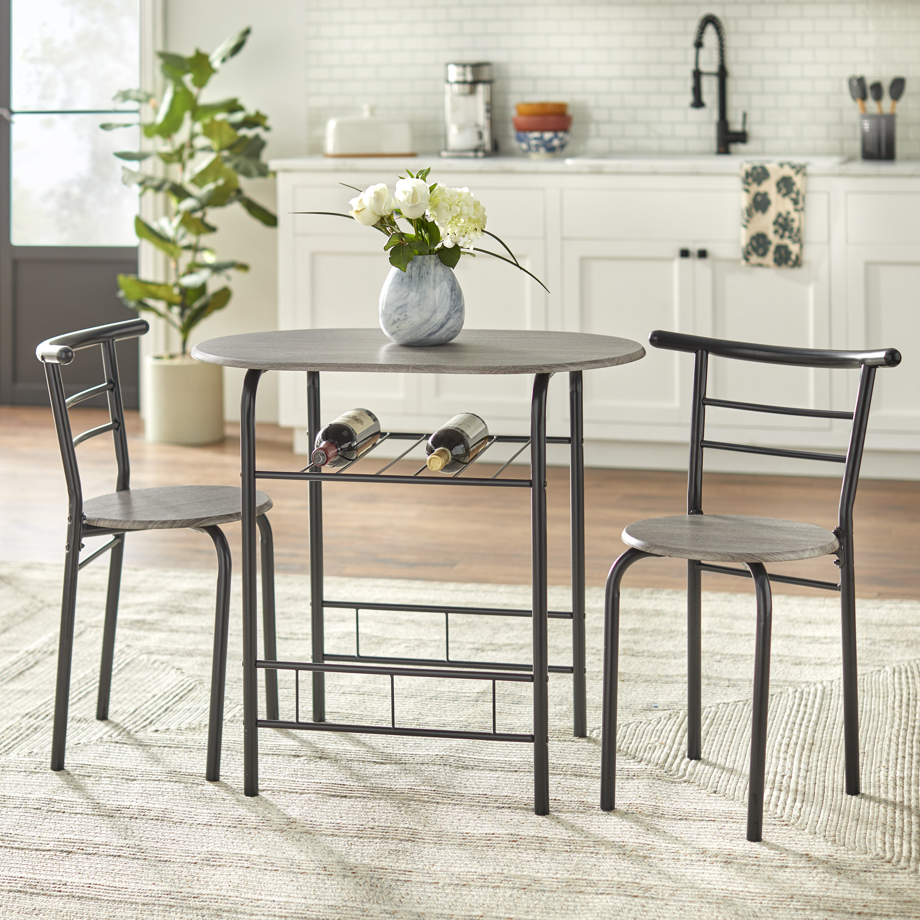 Pack of Two Dining Kitchen Table Chairs Black Leather Solid Oak Legs