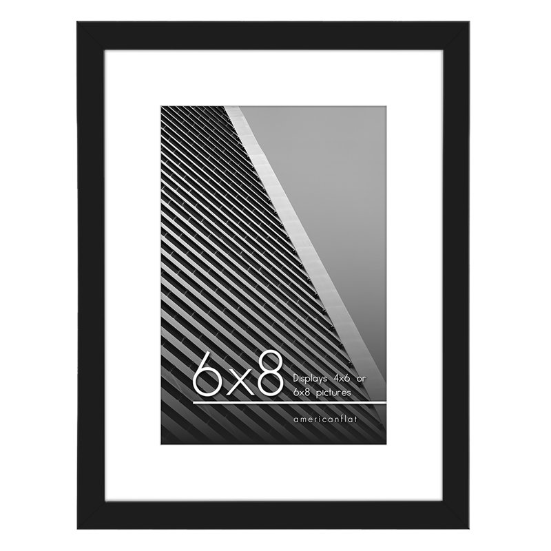 Picture Frame With Thin Border and Mat - Shatter-Resistant Glass For Hanging and Tabletop