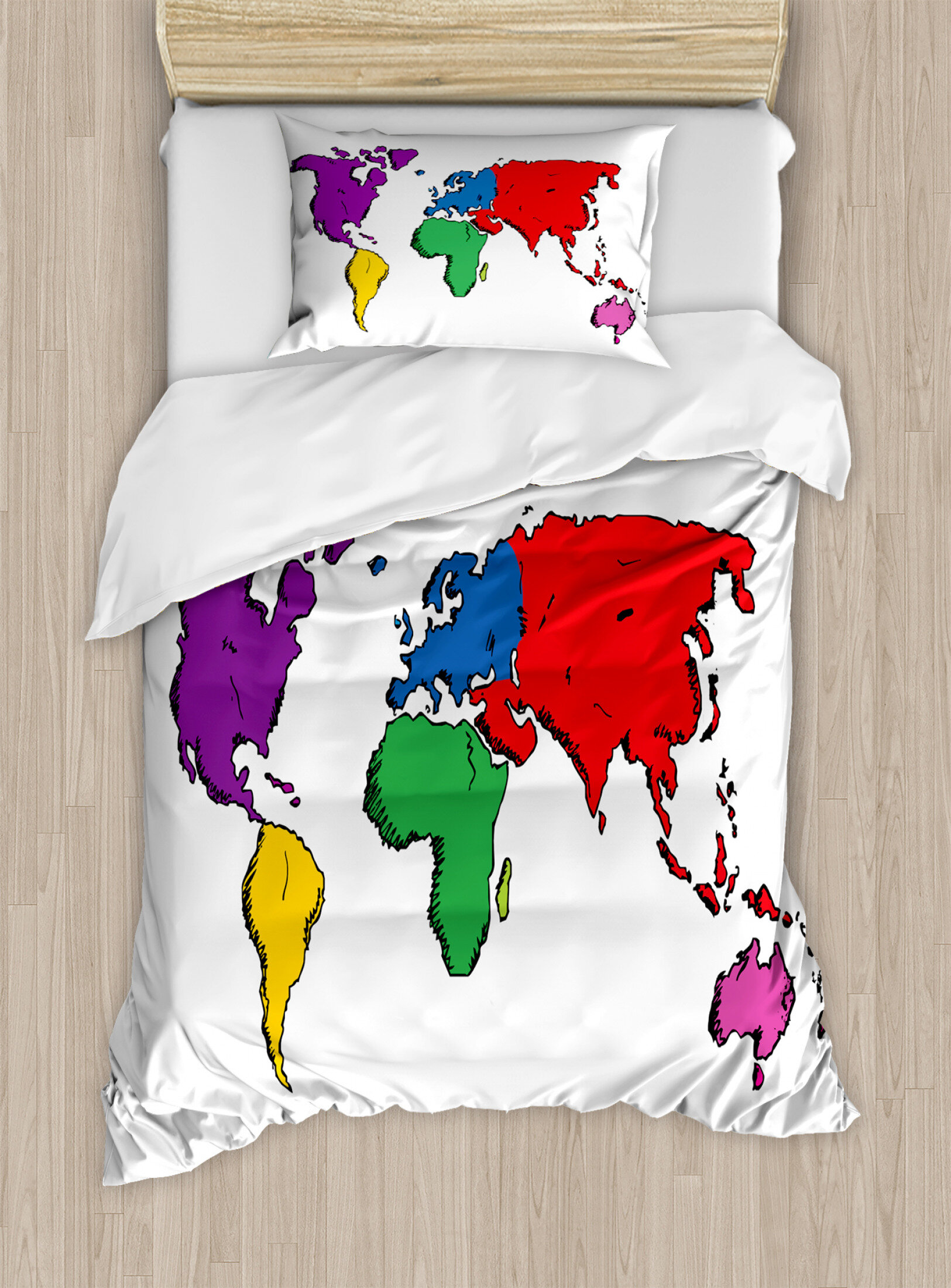 East Urban Home World Map Duvet Cover Set Wayfair