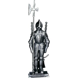 Mini Triple Pleated Soldier Pewter 4 Piece Ficeplace Tool Set By Uniflame