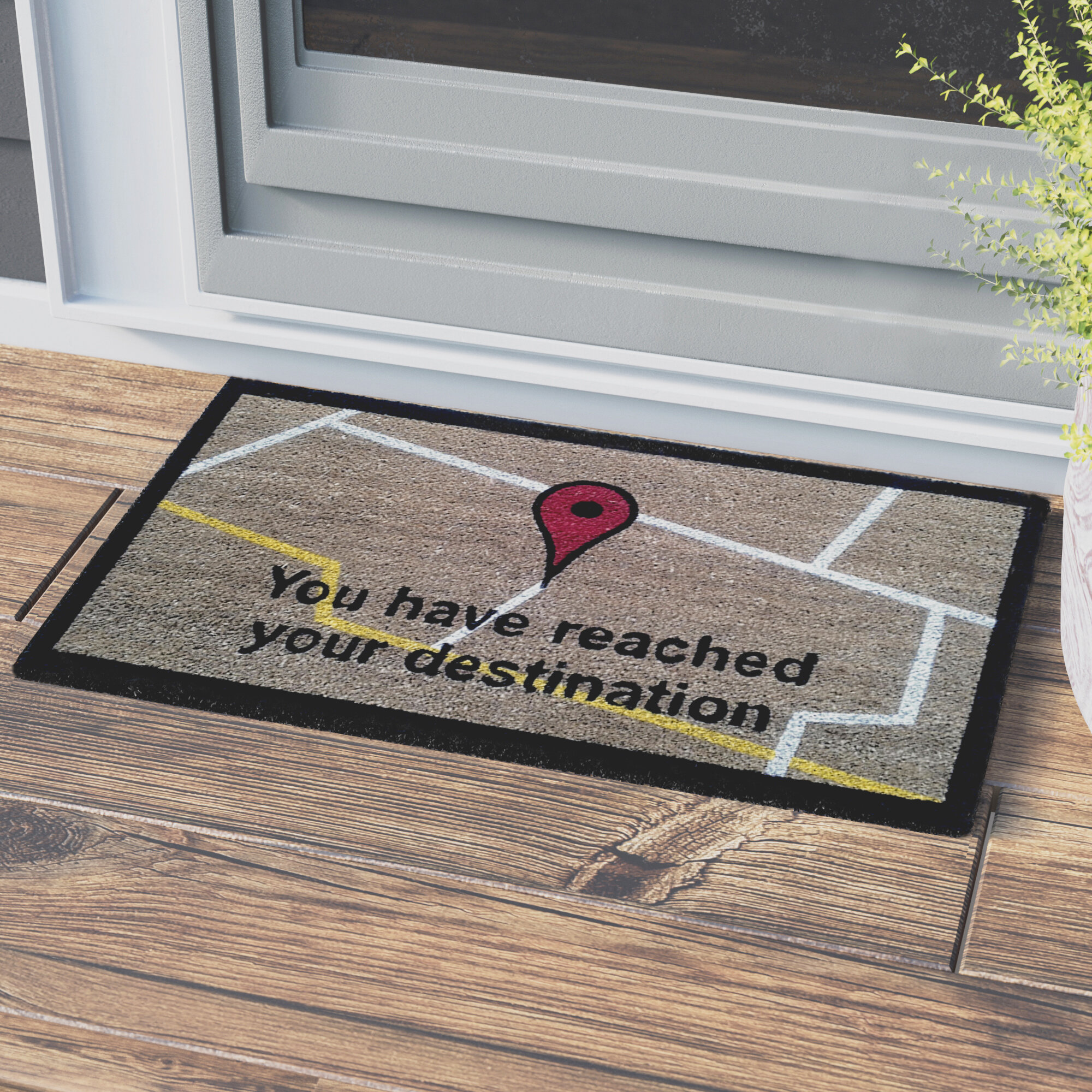 Wrought Studio Gamino Destination Pin Vinyl Backed Coir 30 In X