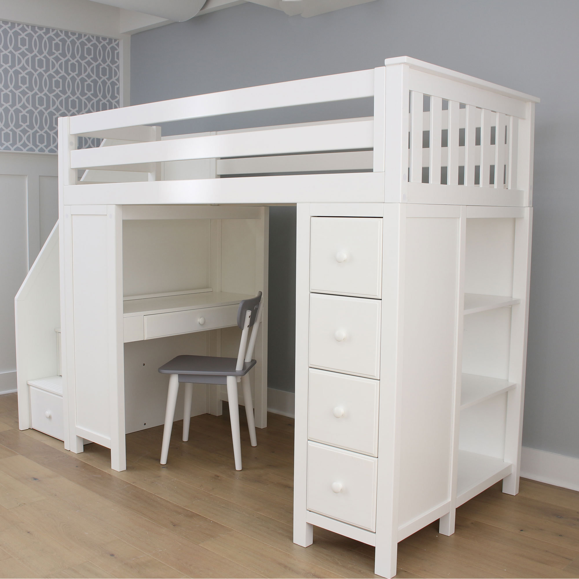 Deshotel Twin Loft Bed With Drawers And Shelves