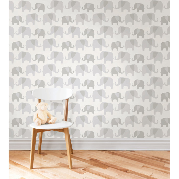 Gray Elephant Parade Wallpaper Roll Gray Elephant Parade Wallpaper Roll