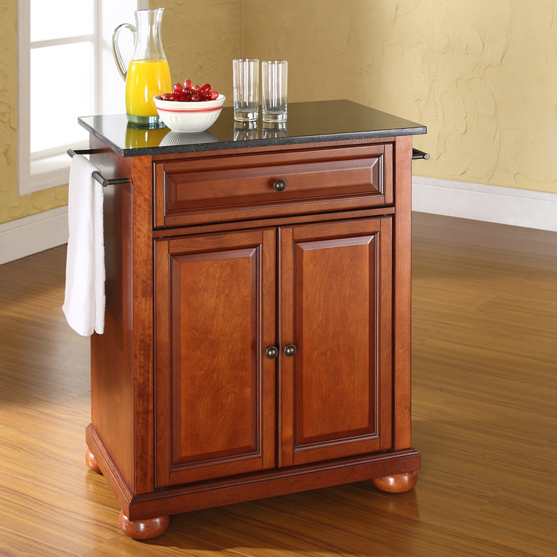 Kitchen Island Granite Top darby home co pottstown solid black granite top portable kitchen Kitchen Island Granite Top darby home co pottstown solid black granite top portable kitchen