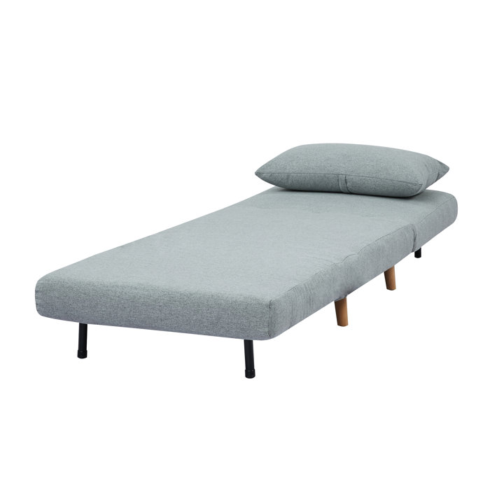 Wrought Studio Tri Fold Light Grey One Seat Futon Chair With