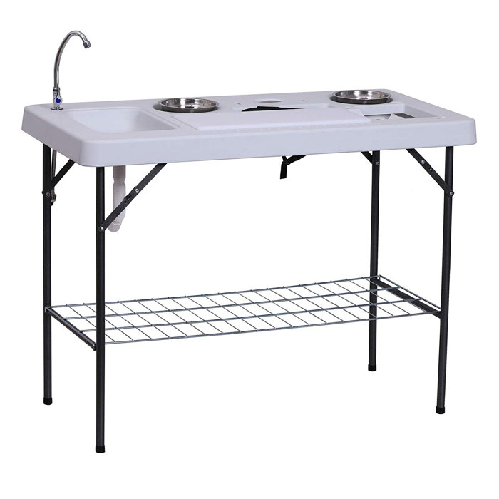 Outsunny Folding Fish Cleaning Table Free Standing Sink Wayfair Ca