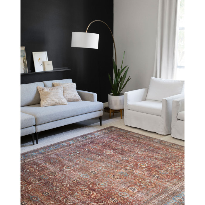 World Menagerie Gertrudes Brick Blue Area Rug Reviews Wayfair Ca