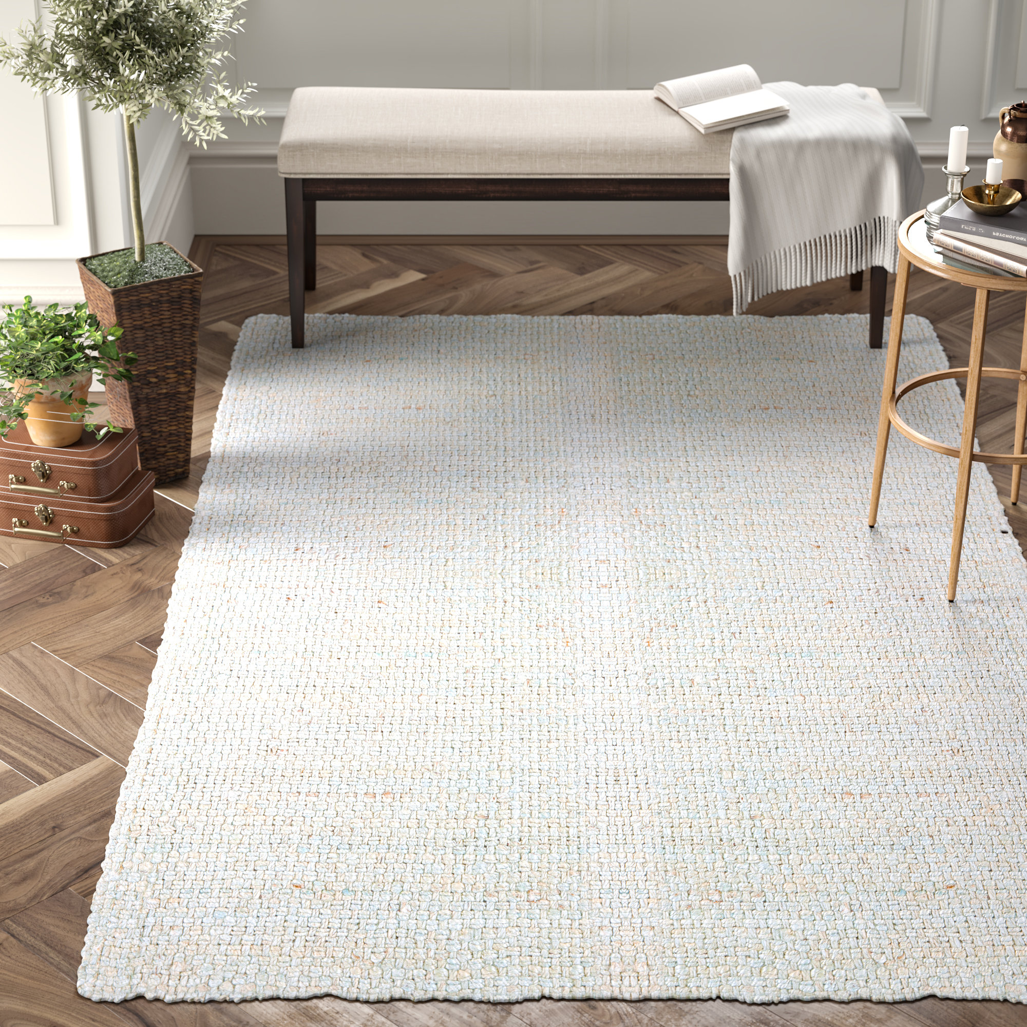 Mahomet Handwoven Flatweave Light Gray Area Rug Mahomet Handwoven Flatweave Light Gray Area Rug