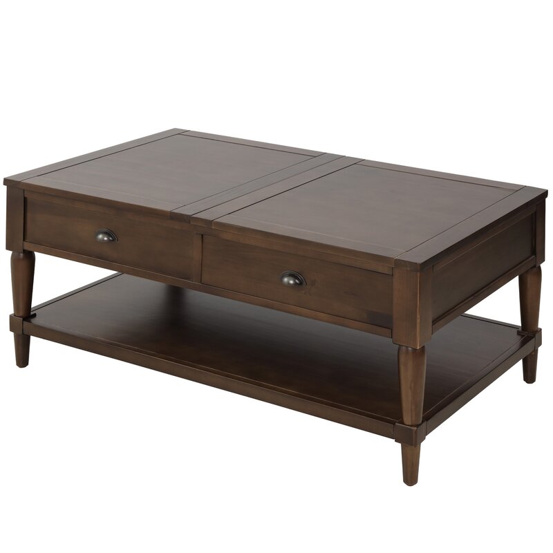 Canora Grey Lift Top Extendable 4 Legs Coffee Table with Storage ...