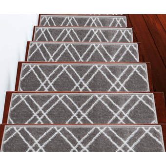 Longshore Tides Johns Trellis Design Navy Stair Tread Reviews Wayfair