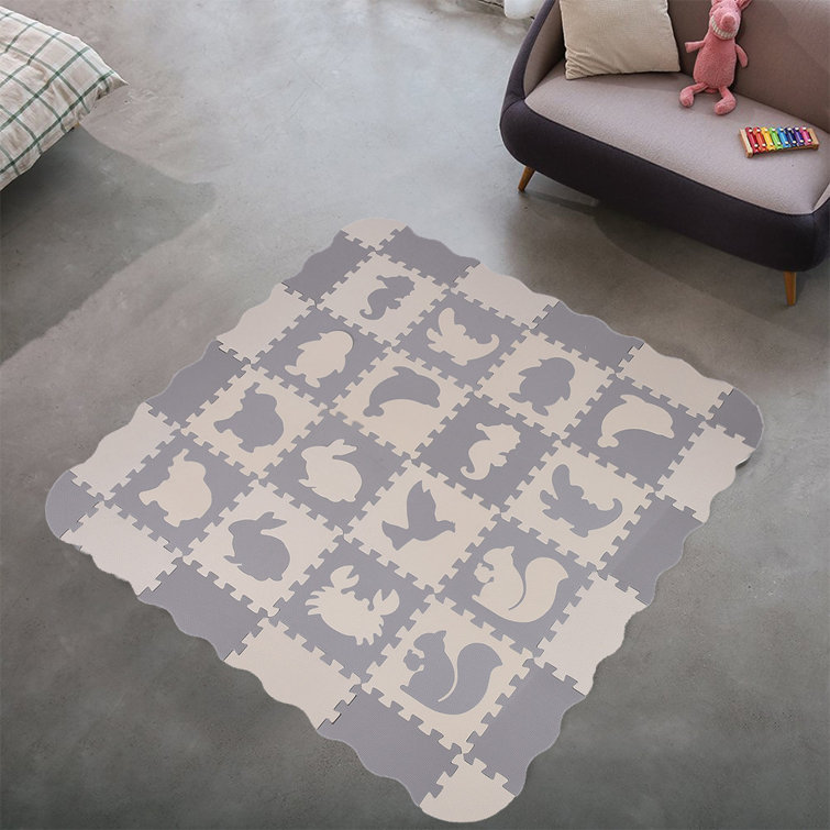 Dudu Tapis De Jeu Pour Bebe Avec Cloture Et Carreaux De Sol En Mousse Interlockin Wayfair Ca