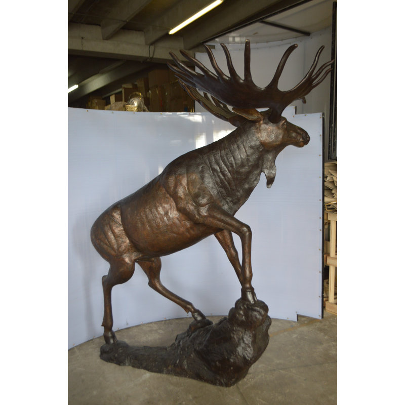 Nifao Statues Moose - Life Size Bronze Statue -Size: 62"L ...