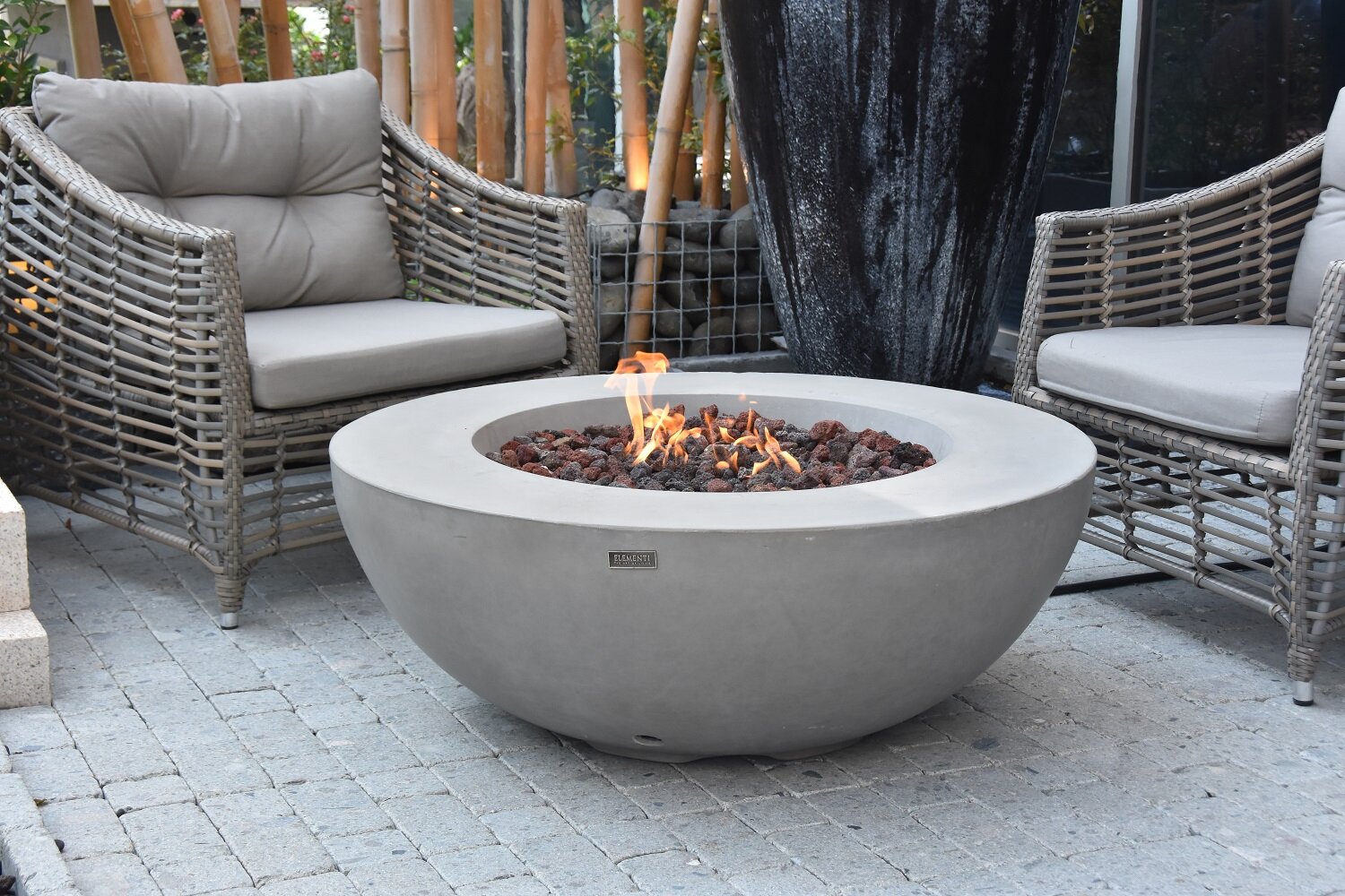 round outdoor propane fire pit