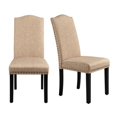 Mardell Fabric Upholstered Classic Dining Chair with Nailhead Trim Solid Wood Legs