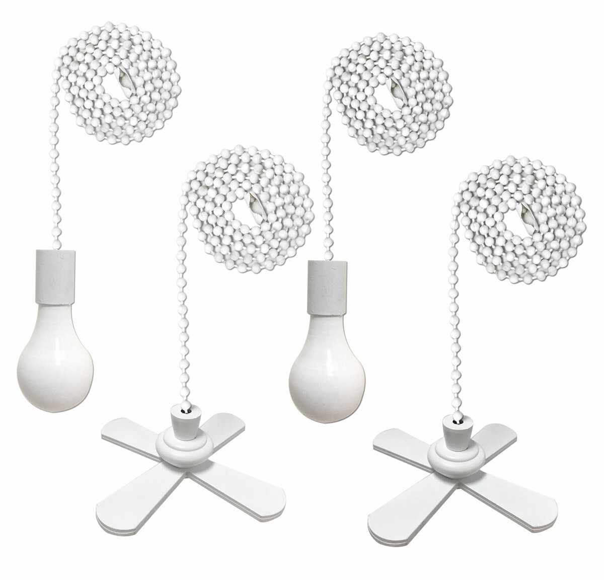 4 Piece Fan And Light Bulb Shaped Ceiling Fan Pull Chain Set