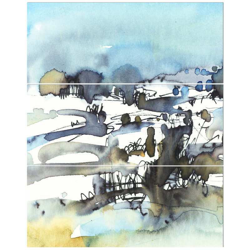 East Urban Home Winter Abstract Paintings Oil Painting Print