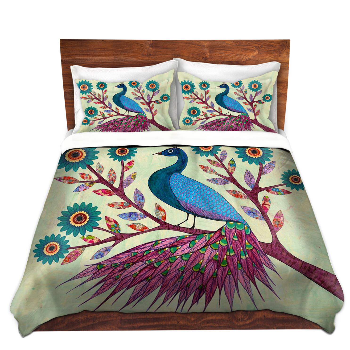 Dianochedesigns Blue Peacock Duvet Cover Set Wayfair