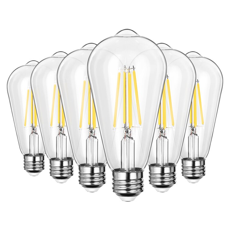 7W Bulb to Replace 60W Incandesent Bulb UL Listed E26 LED Bulb Warm White 2700K Great for Any Indoor/Outdoor Use Dimmable Damp Rated 800 Lumens 6-Pack Luxrite LED Filament Bulb A19 