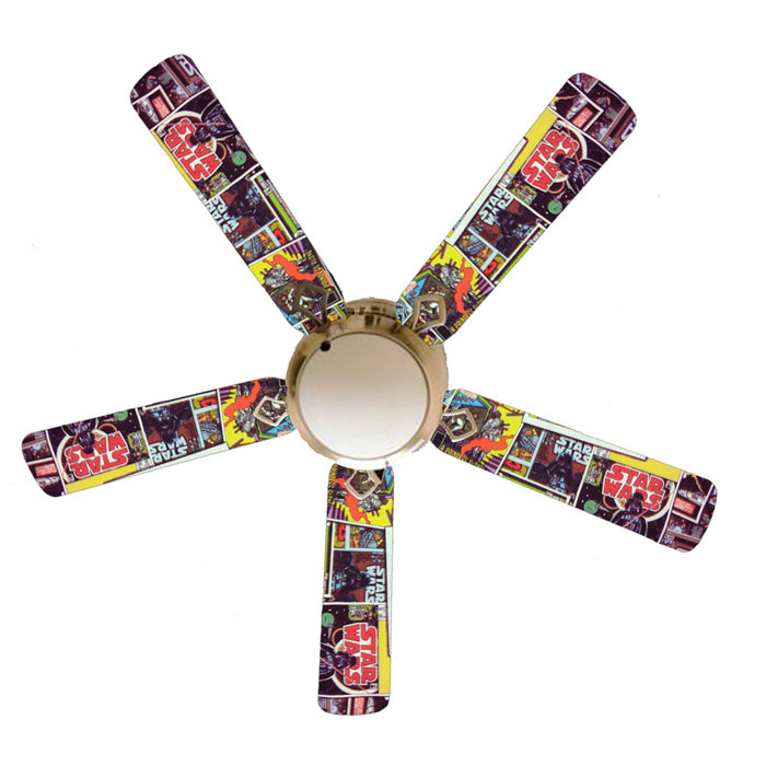 888 Cool Fans 52 Star Wars Comic Books 5 Blade Ceiling Fan Light