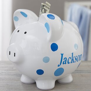 Truu Design 6 x 5 inches White Cute Novelty Pig Money Bank for Kids