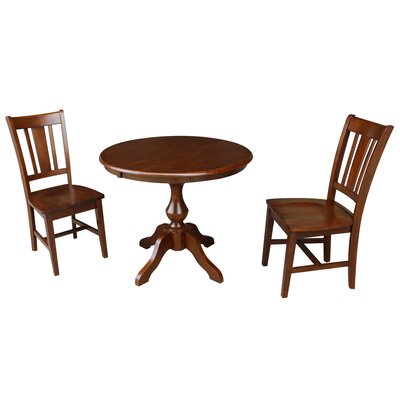 Sylvester 3 Piece Extendable Solid Wood Dining Set Alcott Hill
