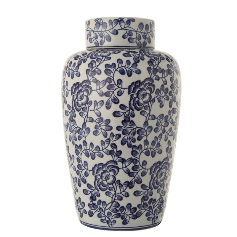 Bungalow Rose Melida Floral Decorative Stoneware Ginger Urns And