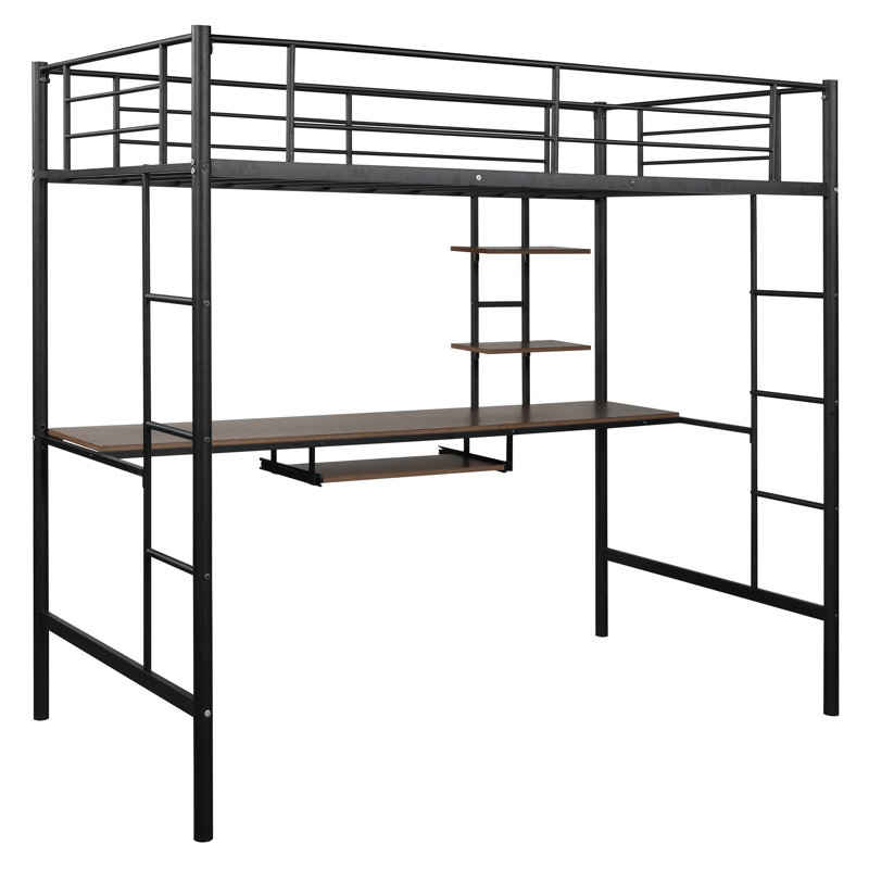 Isabelle Max Tradera Twin Loft Bed With Desk And Shelves Wayfair Ca