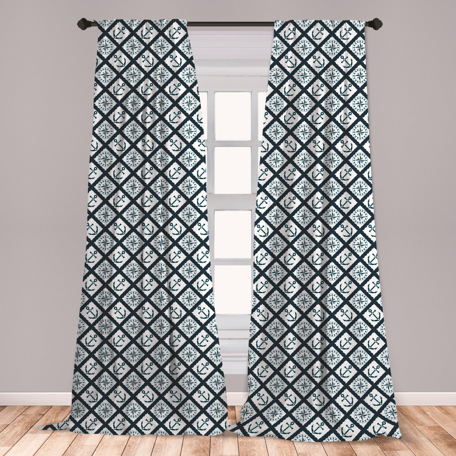 East Urban Home Nautical Room Darkening Rod Pocket Curtain Panels