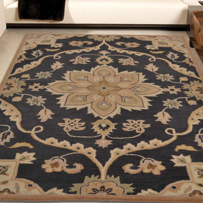 Get My Rugs Floral Handmade Tufted Wool Charcoal Area Rug Reviews Wayfair