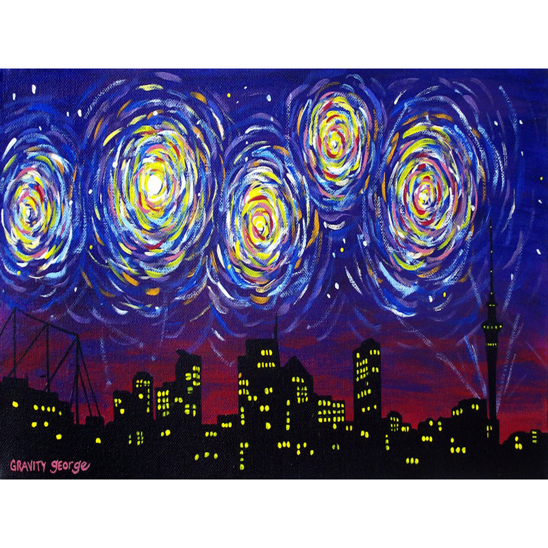 Art Excuse Fireworks Framed On Canvas In Black Blue Red Yellow