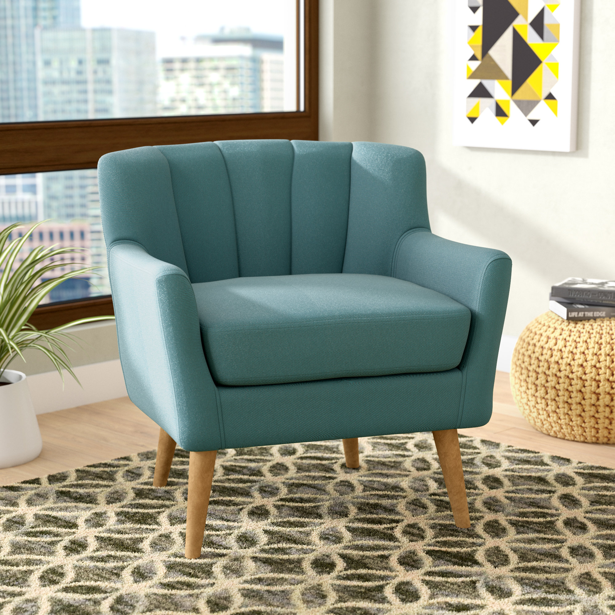 teal armchair