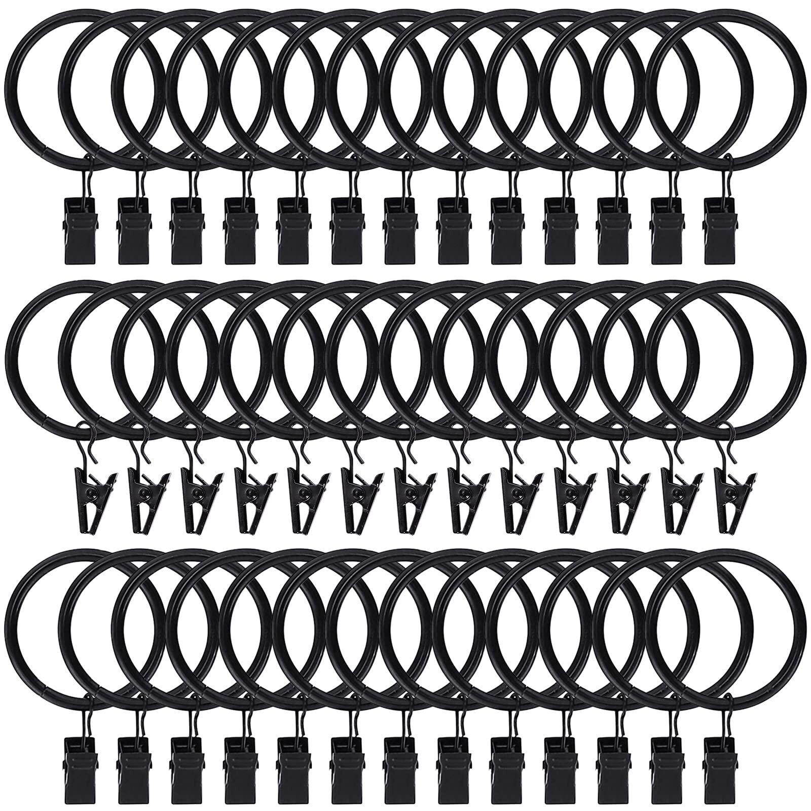 20pcs Stainless Steel Curtain Rings with Clips Eyelets Drapery Hanging Wire 