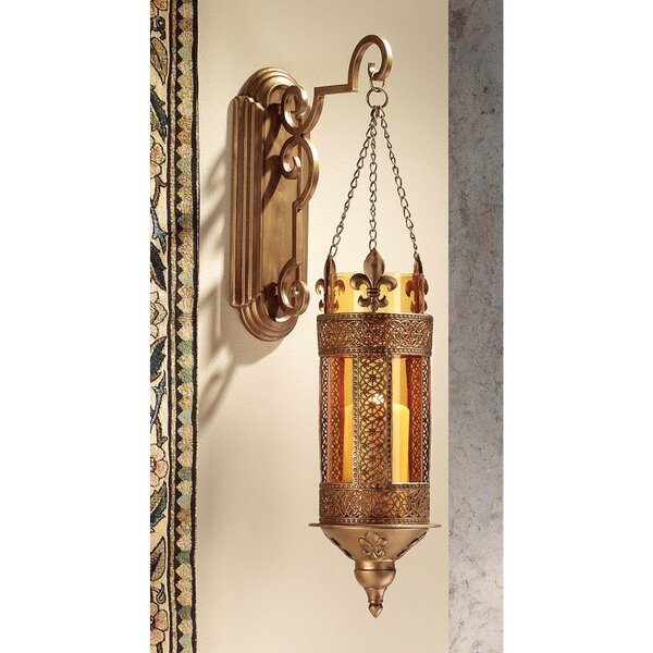 21/" H Royal Fleur de Lis Lit by Candle Outdoor Indoor Hanging Wall Sconce
