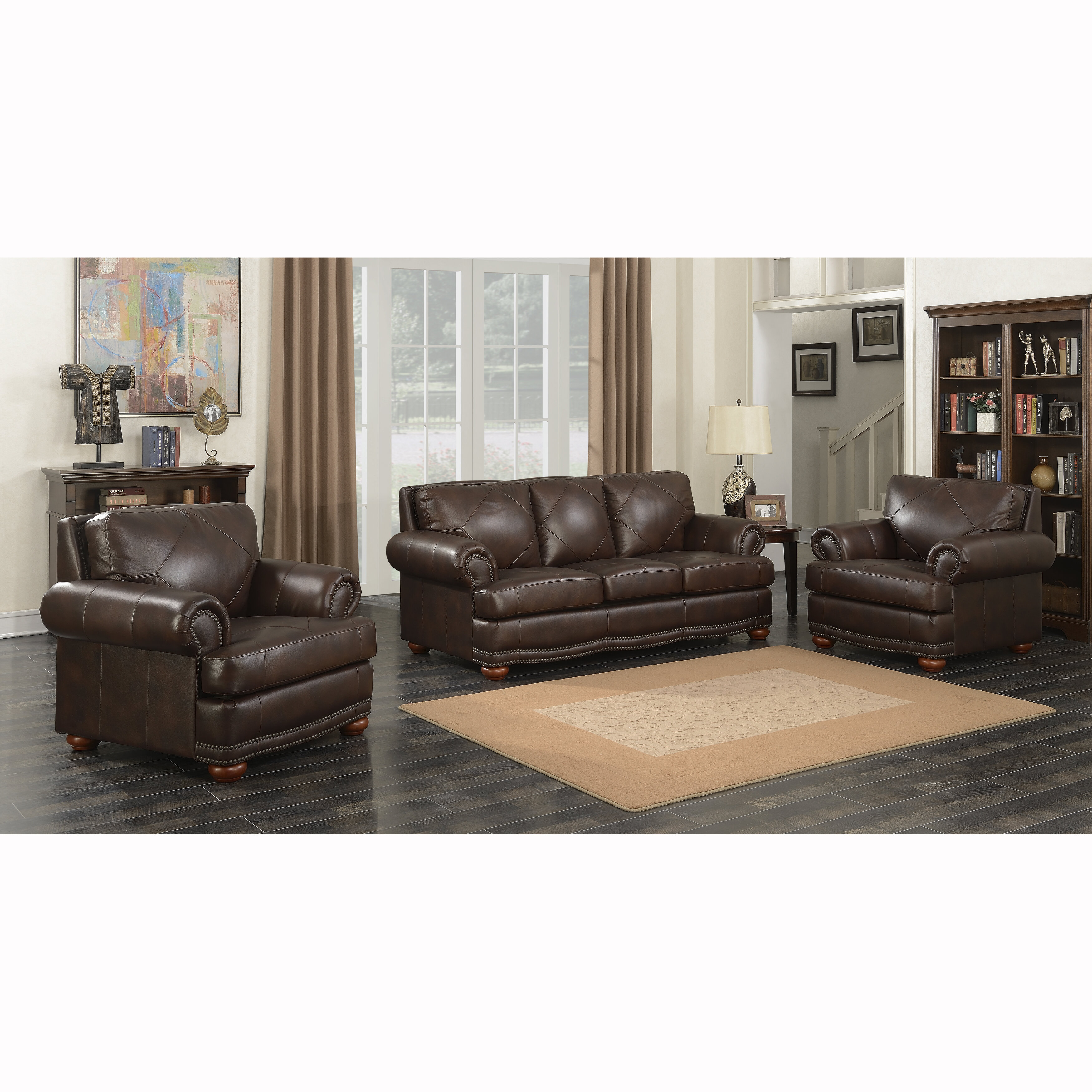 Traditional Living Room 100 Leather 2 Or 3 Piece Sofa Loveseat Chair Set Home Garden Furniture Leather Sofa Sets