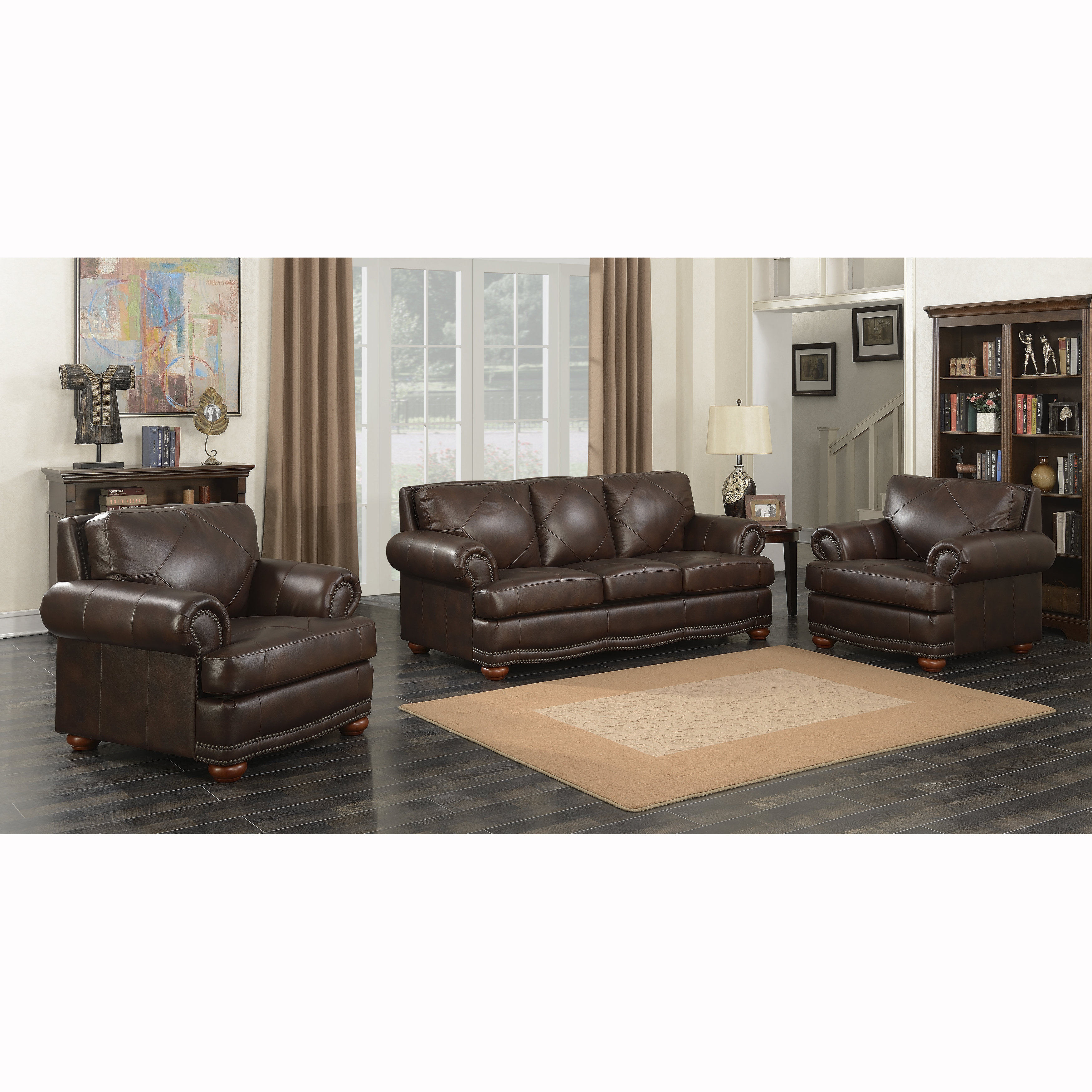 Canora Grey Ruffner 3 Piece Leather Living Room Set Wayfair