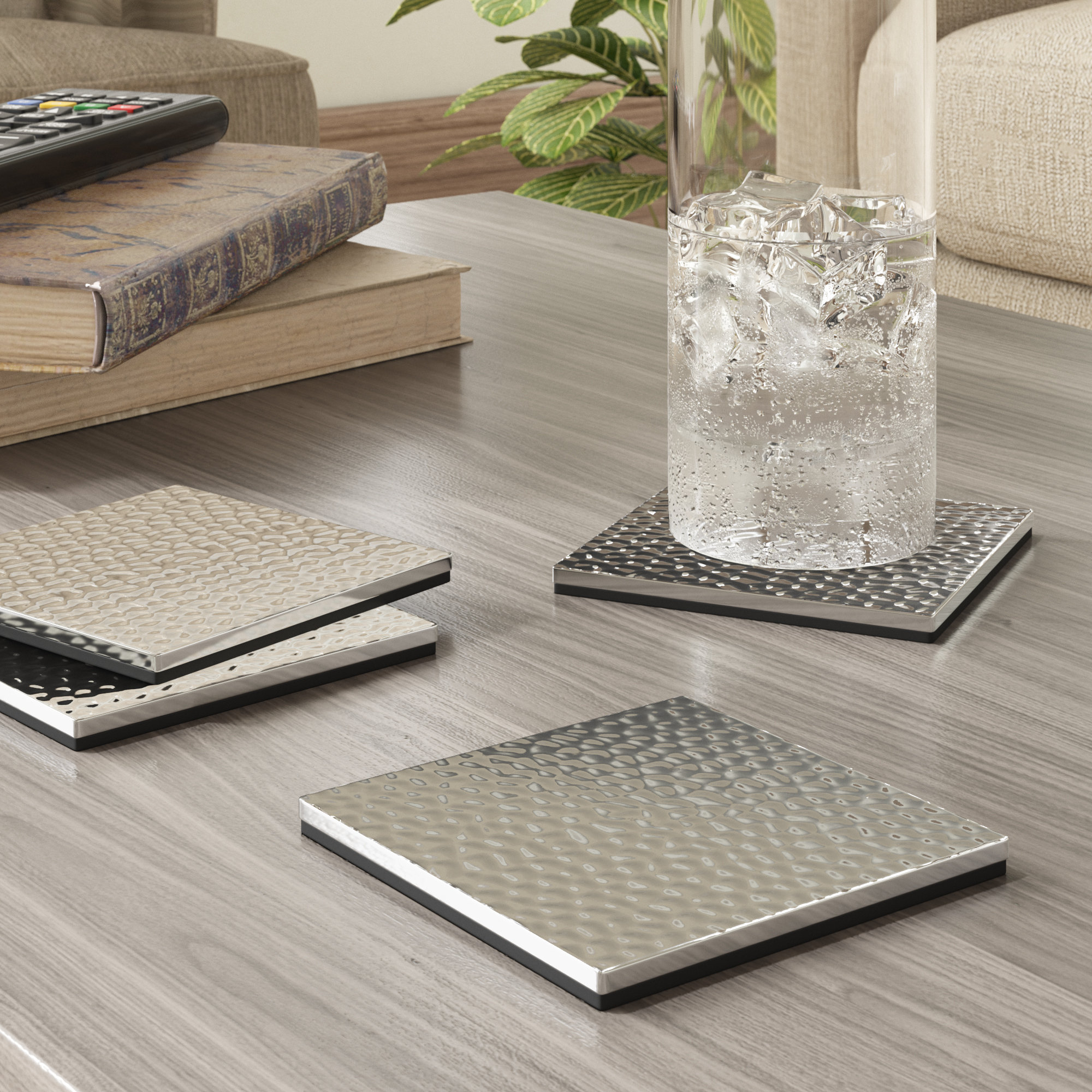 square silver coasters