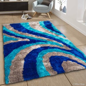 Hand-Tufted Blue/Brown Area Rug