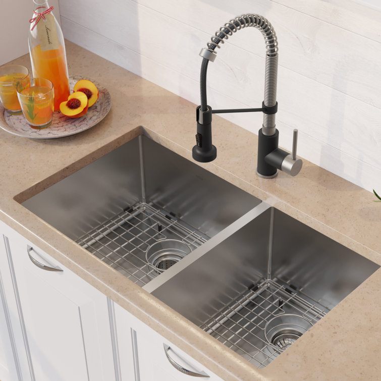 Kraus Standart Pro 33 L X 19 W Double Basin Undermount Kitchen Sink With Faucet Reviews Wayfair