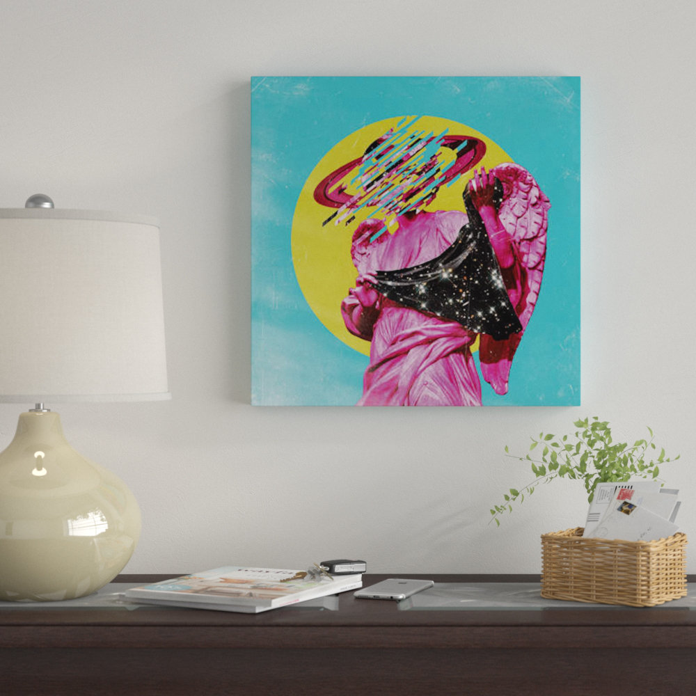 Angel In The Woods Teal Wall Picture Canvas Art Cheap Print