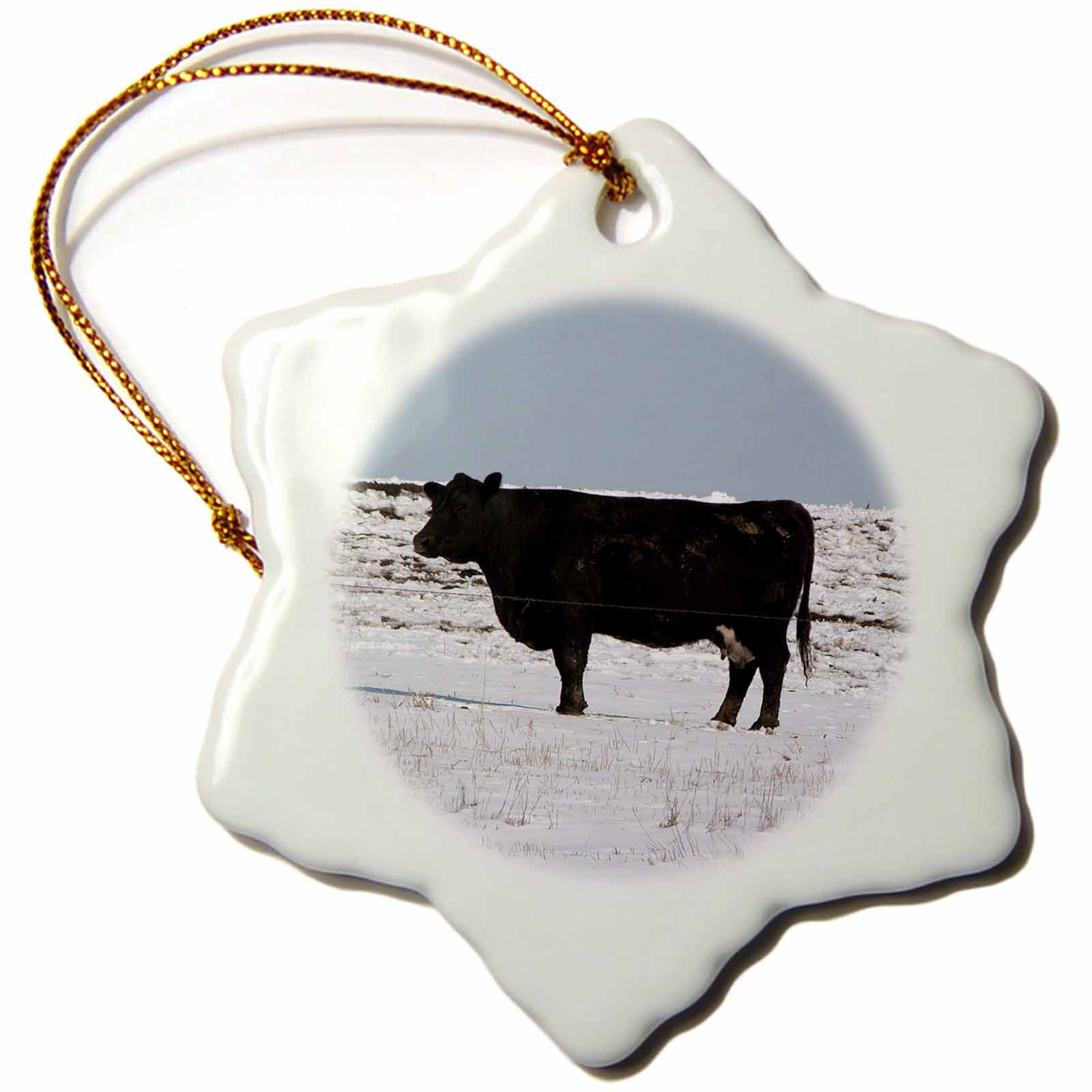 The Holiday Aisle Black Cow In The Snow Holiday Shaped Ornament Wayfair