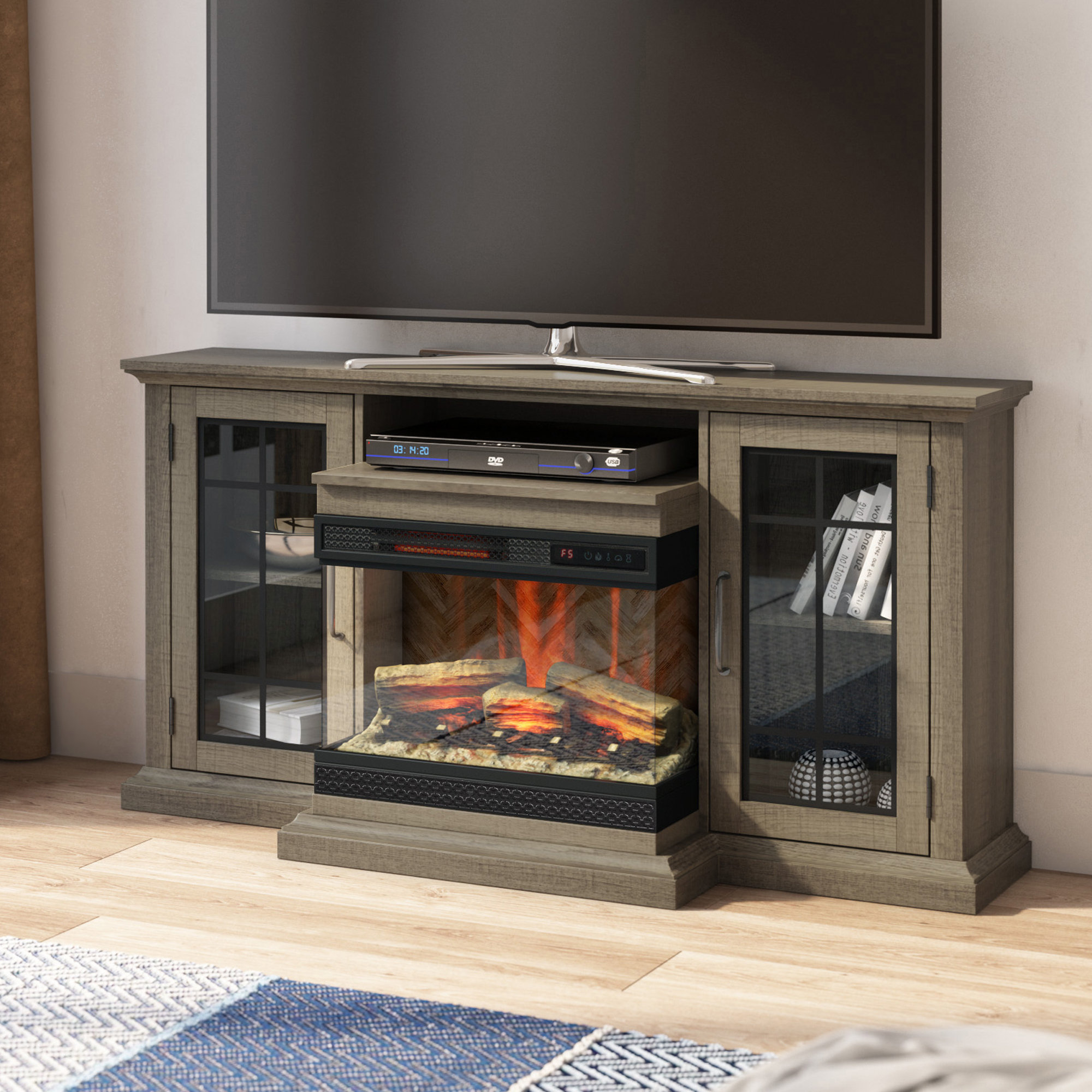 Three Posts Aubriella TV Stand for TVs up to 65" with Fireplace