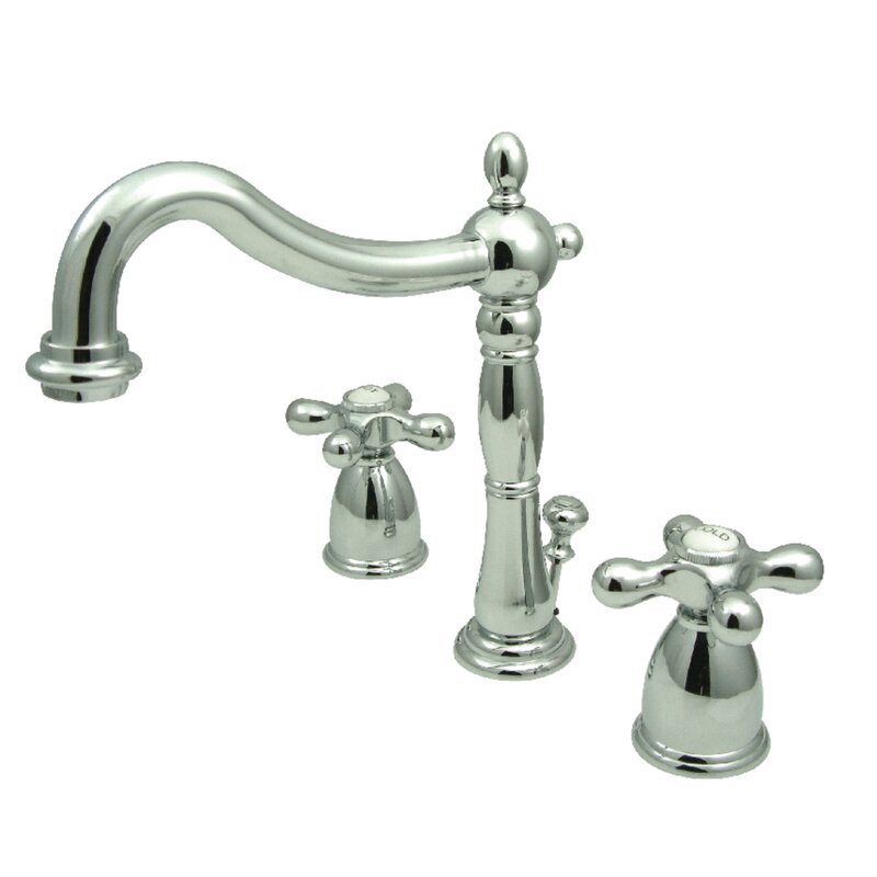 Kingston Brass Heritage Widespread Bathroom Faucet With Drain