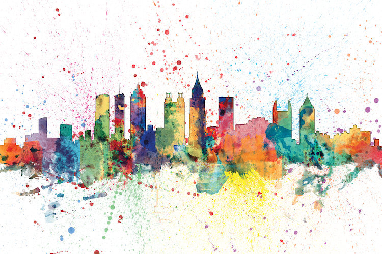 East Urban Home Rainbow Splash Skyline Series Atlanta Georgia