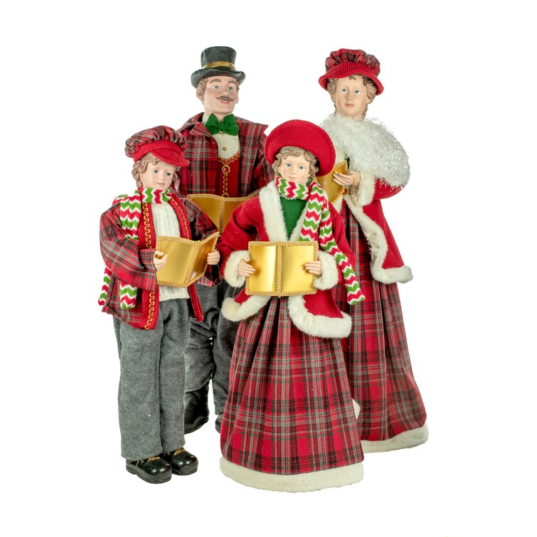 The Holiday Aisle 4 Piece Fabric Caroler Family Stuffed Holiday Accent Set 