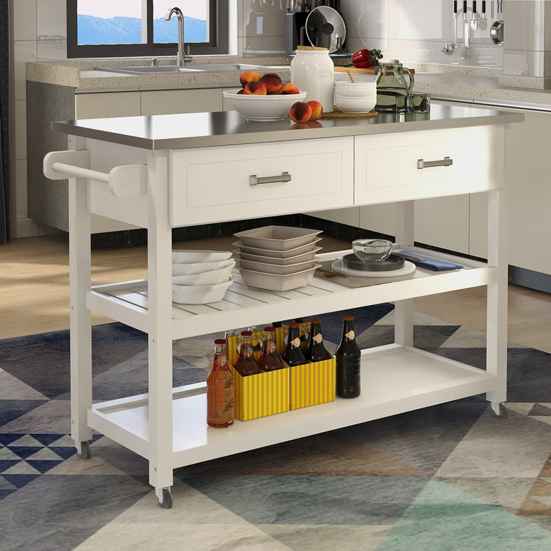 Dovecove Kitchen Cart With Stainless Steel Top Reviews Wayfair