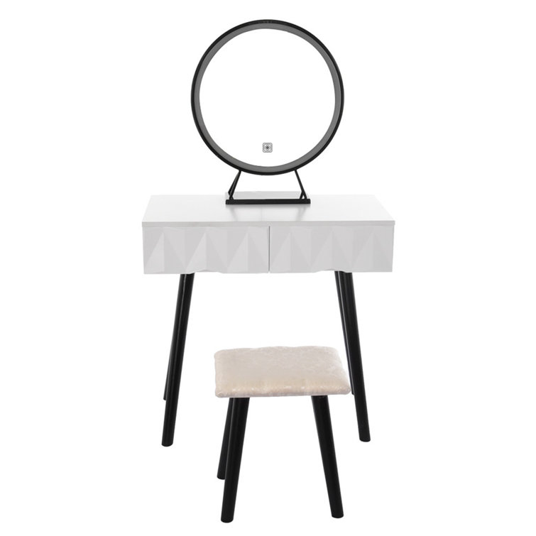George Oliver Ornelas Vanity Set With Stool And Mirror Wayfair